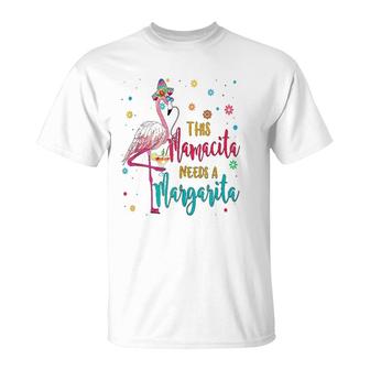 This Mamacita Needs A Margarita Flamingo Drinking Tee T-Shirt | Mazezy UK