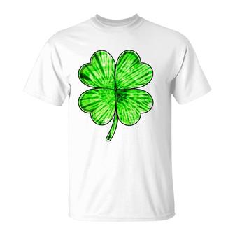 Tie Dye Shamrock Lucky Four-Leaf Clover St Patrick's Day T-Shirt | Mazezy