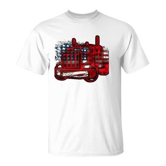 Truck Driver American Flag Trucker Gift Semi Truck T-Shirt | Mazezy