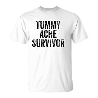 Tummy Ache Survivor Funny Vintage T-Shirt | Mazezy