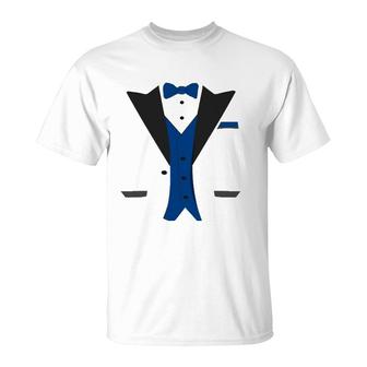 Tuxedo Halloween Wedding Groom Costume Blue Funny T-Shirt | Mazezy