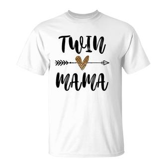 Twin Mama Mother's Day Funny Leopard New Mom Of Twins T-Shirt | Mazezy