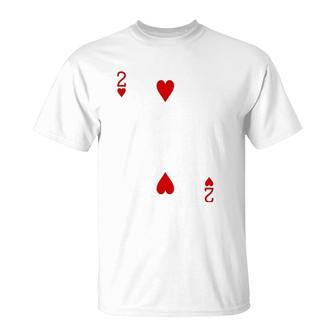 Two Of Hearts Playing Card T-Shirt | Mazezy