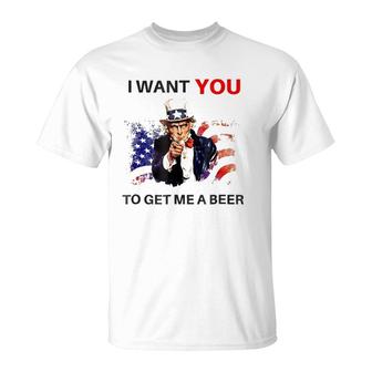 Uncle Sam Beer I Want You To Get Me A Beer T-Shirt | Mazezy DE
