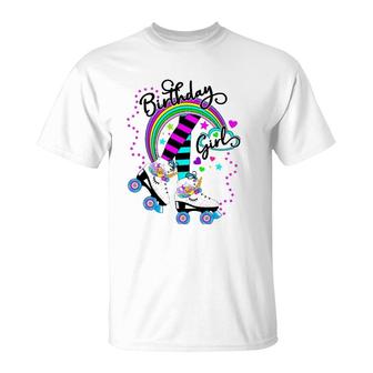 Unicorn Roller Skate Birthday Party For Girls Gift T-Shirt | Mazezy