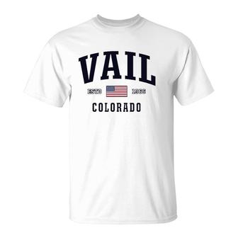Usa Flag Stars & Stripes Vail Colorado T-Shirt | Mazezy