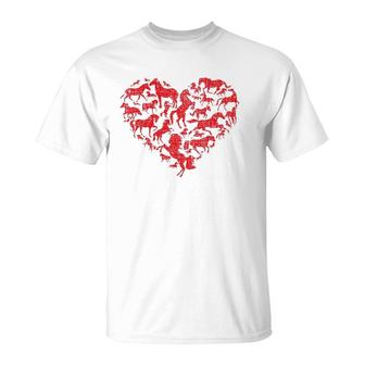 Valentine's Day I Love Horses Distressed Heart Equestrian T-Shirt | Mazezy