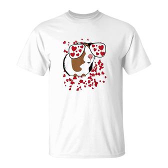 Valentines Gift Hearts Guinea Pig T-Shirt | Mazezy