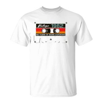 Vintage 1962 Retro Cassette 60Th Birthday 60 Years Old T-Shirt | Mazezy