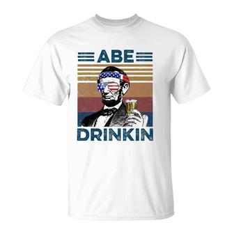 Vintage Abe Drinkin 4Th July T-Shirt | Mazezy