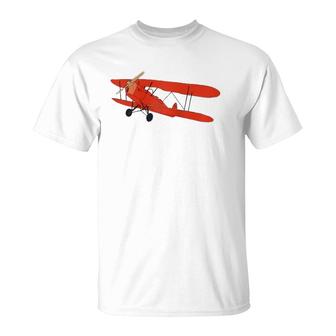 Vintage Airplane Aviation Pilot Retro Red Aircraft T-Shirt | Mazezy