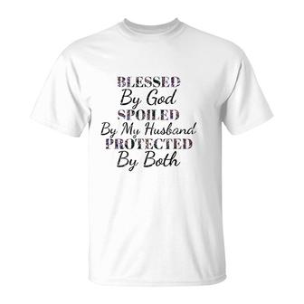 Vintage Blessed By God Spoiled By Husband Wife T-Shirt - Thegiftio UK
