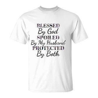 Vintage Blessed By God Spoiled By Husband Wife T-Shirt - Thegiftio UK