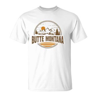 Vintage Butte Montana Mountain Hiking Souvenir Print T-Shirt | Mazezy