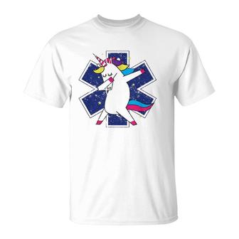 Vintage Dabbing Unicorn Ems Emt Nurse Medic Funny T-Shirt | Mazezy
