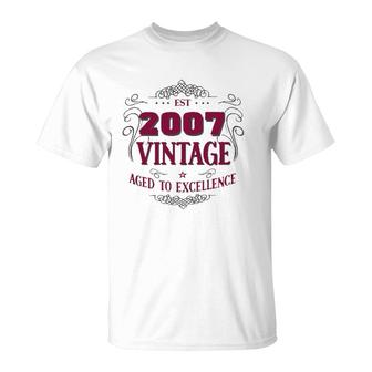 Vintage Est 2007 Birthday Gifts For Men & Women T-Shirt | Mazezy