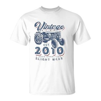 Vintage Farmer Tractor Established 2010 12Th Birthday Party T-Shirt | Mazezy