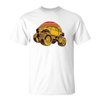 Vintage Monster Truck Retro Sunset Vintage Distressed Design T-Shirt | Mazezy