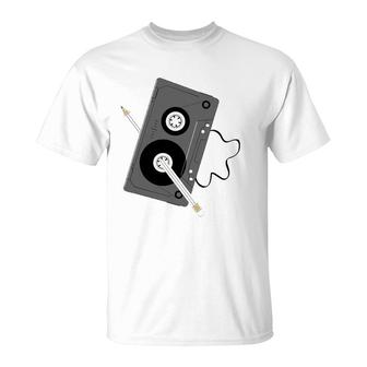 Vintage Music 80S 90S A Cassette Tape With Pencil Winding Up T-Shirt | Mazezy
