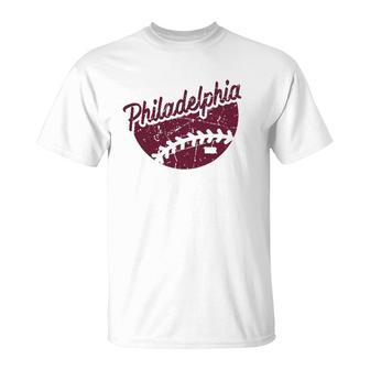 Vintage Philadelphia Baseball Philly Retro Fan Weathered T-Shirt | Mazezy