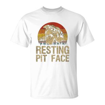 Vintage Pitbull Resting Pit Face Funny Pitbull Lovers T-Shirt - Thegiftio UK
