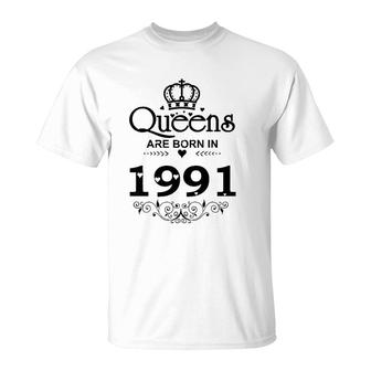 Vintage Queens Are Born In 1991 30Th Birthday Gifts T-Shirt | Mazezy