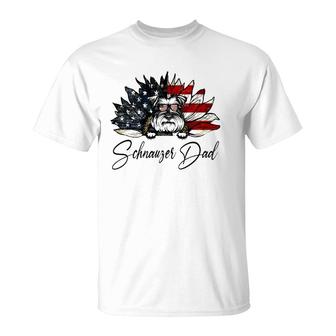 Vintage Usa Best Schnauzer Dad Ever American Flag T-Shirt | Mazezy