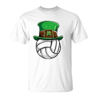 Volleyball St Patrick's Day Girls Boys Ball Leprechaun Gifts T-Shirt | Mazezy