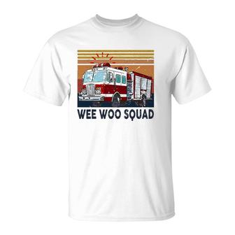 Wee Woo Squad Fire Truck Firefighter Vintage T-Shirt | Mazezy