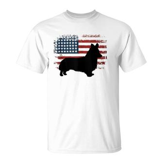 Welsh Corgi American Flag 4Th Of July Dog Patriotic T-Shirt | Mazezy