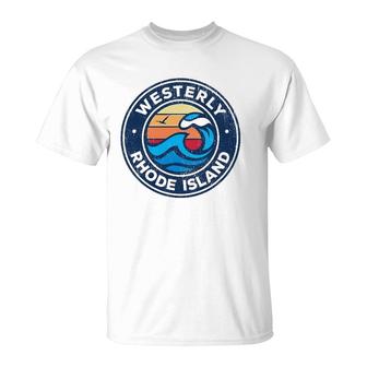 Westerly Rhode Island Ri Vintage Nautical Waves Design T-Shirt | Mazezy DE