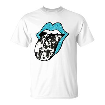 Western Cow Print Tongue Cowhide Lips Tonge T-shirt - Thegiftio