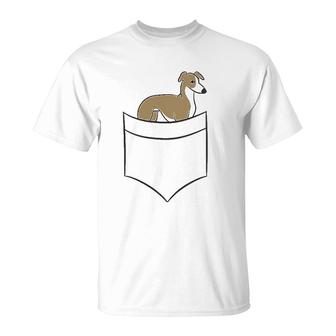 Whippet In The Pocket Cute Pocket Whippet T-Shirt | Mazezy