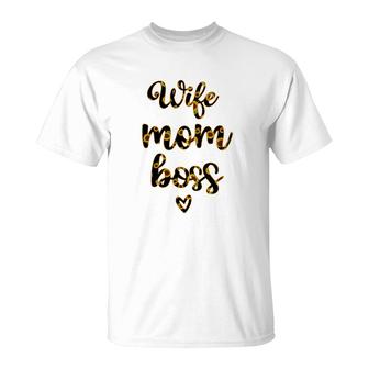 Wife Mom Boss Sunflower T-Shirt | Mazezy