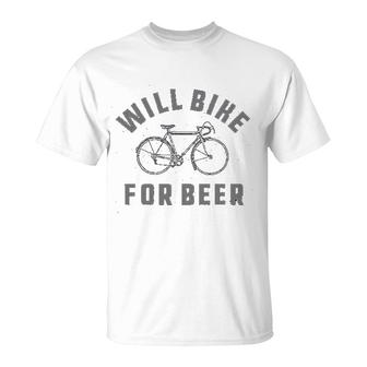 Will Bike For Beer Fun T-Shirt | Mazezy