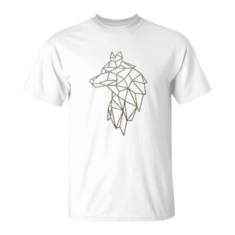 Wolf Geometric Abstract Gold Wolf Polygonal T-Shirt - Thegiftio UK