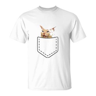 Woman Yelling At Table Dinner Funny Cat Meme T-Shirt | Mazezy