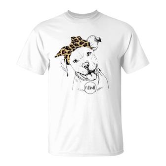 Women Girl Cute Pitbull Dog Mom Leopard Bandana Mother Day T-Shirt | Mazezy