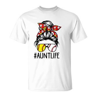 Womens Aunt Life Softball Baseball Funny Mother's Day T-Shirt | Mazezy AU