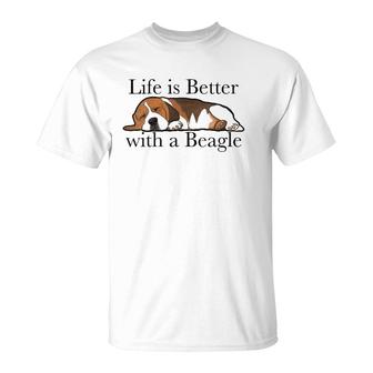Womens Beagle Dog Lover Funny Slogan Beagles V-Neck T-Shirt | Mazezy