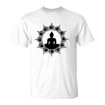 Womens Buddha Lotus Meditation Anahata Heart Chakra Om Yoga Symbol V-Neck T-Shirt | Mazezy
