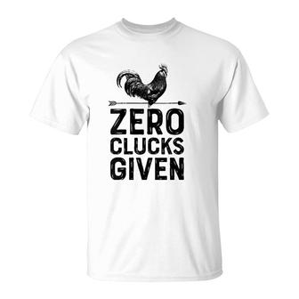 Womens Chicken Zero Clucks Given Funny Men Women Farmer Farm Lover V-Neck T-Shirt | Mazezy