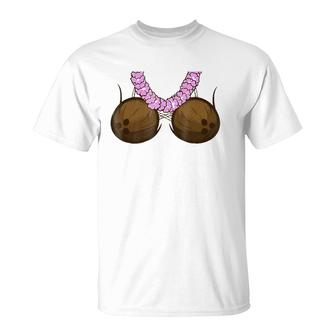 Women's Coconut Bra Bikini Fun Summer Hawaii Vacation T-Shirt | Mazezy