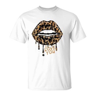 Womens Cool Leopard Print Bite Cheetah Mom Mouth Sexy Leopard Lips T-Shirt | Mazezy