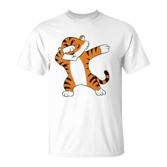 Womens Dabbing Tiger Funny Boy Girl Tiger Children Tiger Dab T-Shirt | Mazezy