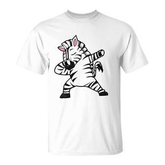Womens Dabbing Zebra Dab Funny Gift Idea For Men Women Kids Cute V-Neck T-Shirt | Mazezy