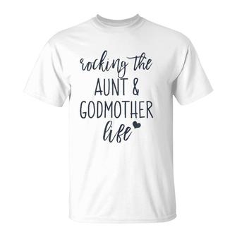 Womens Gag Aunt And Godmother Gift From Godchild Goddaughter Godson T-Shirt | Mazezy