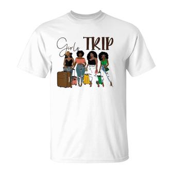 Womens Girls Trip Black Women Queen Melanin African American Pride V-Neck T-Shirt | Mazezy