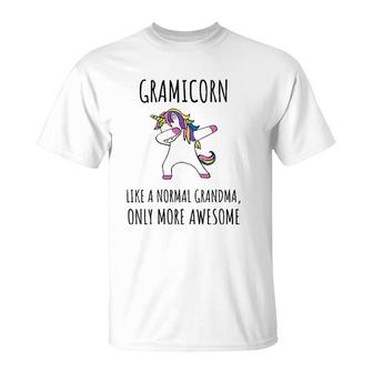 Womens Gramicorn Like A Grandma Only Awesome Dabbing Unicorn Gift V-Neck T-Shirt | Mazezy