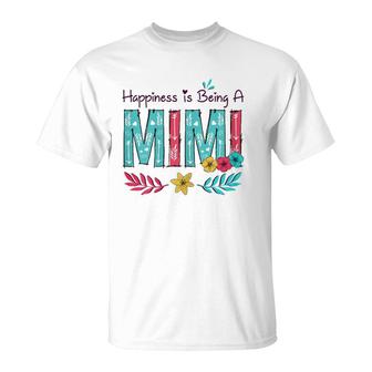 Womens Happiness Is Being A Mimi Mother's Day Gift Grandma T-Shirt | Mazezy